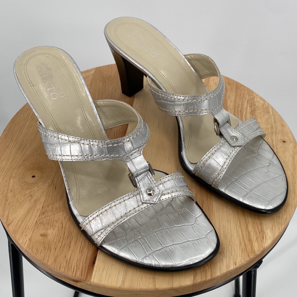 Franco Sarto Heels Silver Croc Size 10M